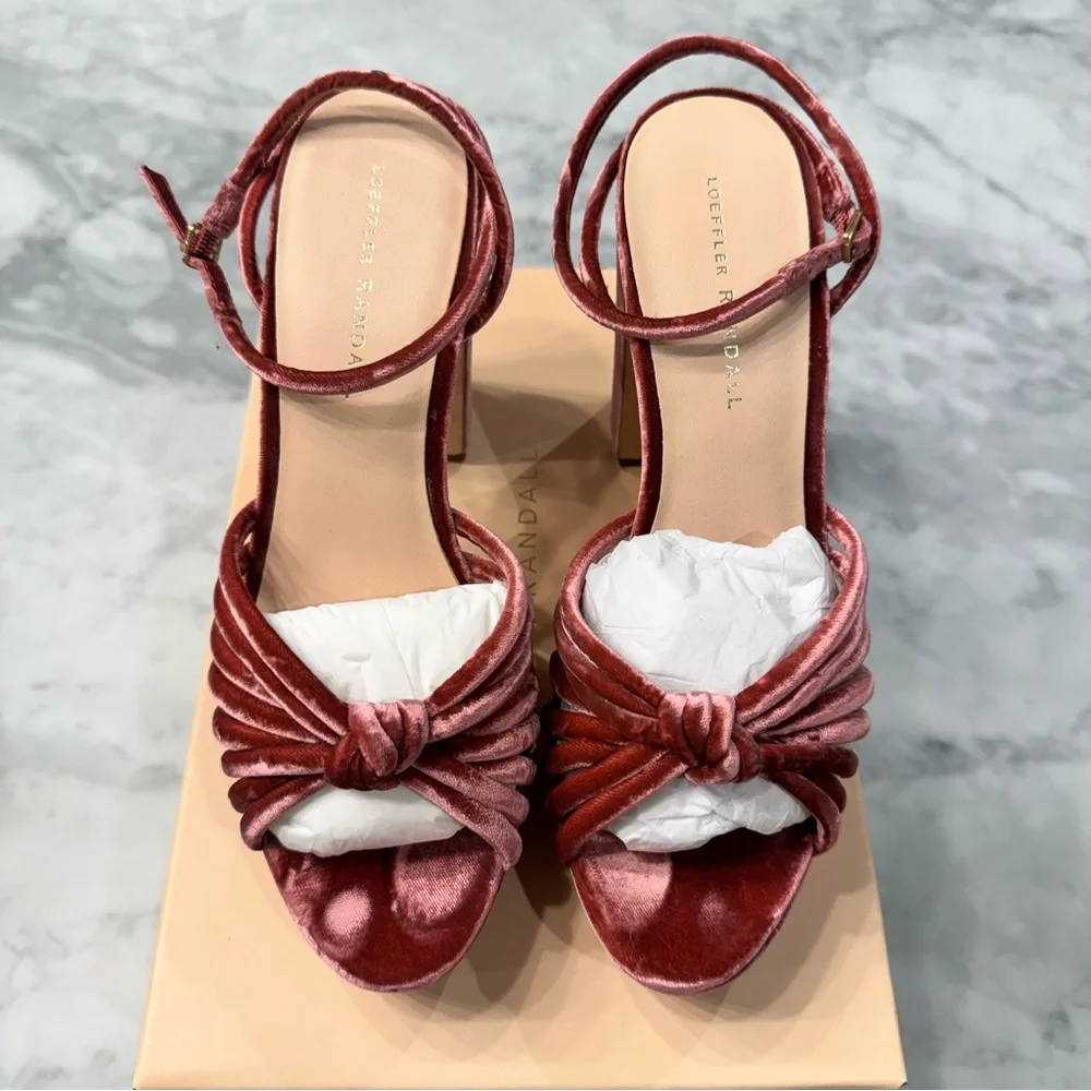 Loeffler Randall Rivka Velvet Burgundy Knot Platform Sandal - Picture 3 of 10